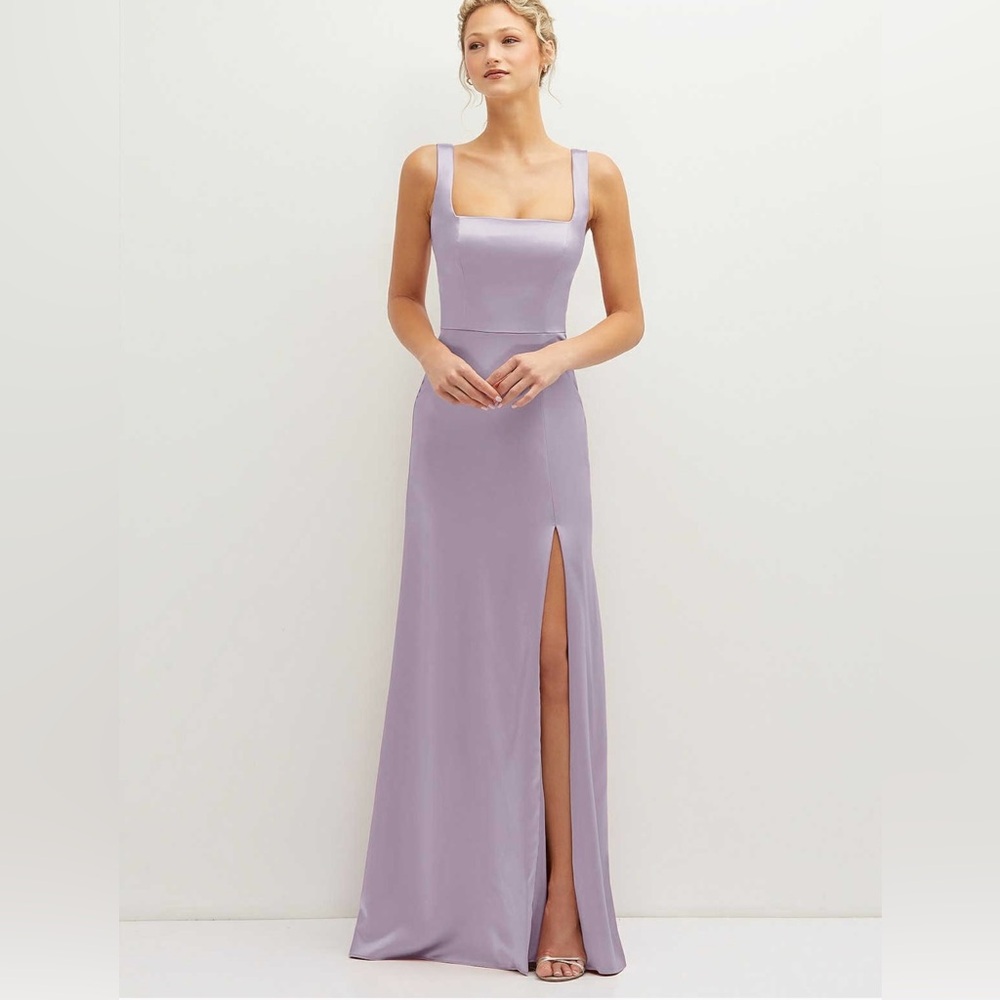 Satin A-line bridesmaids dress-lilac haze